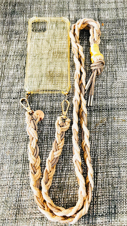 Makramee Glitzernde Handykordeln beige