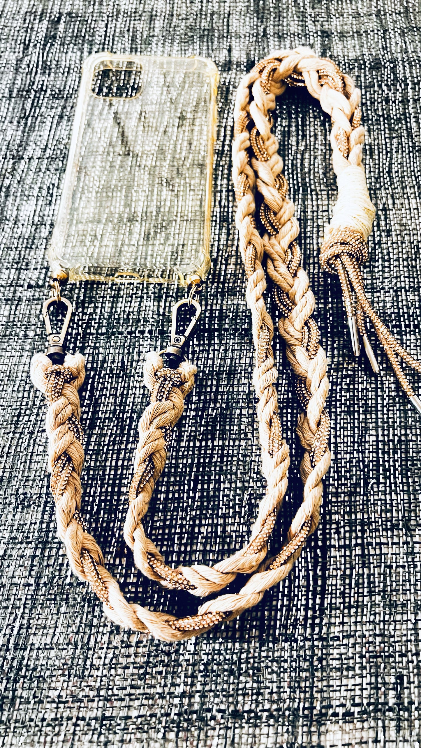 Makramee Glitzernde Handykordeln beige