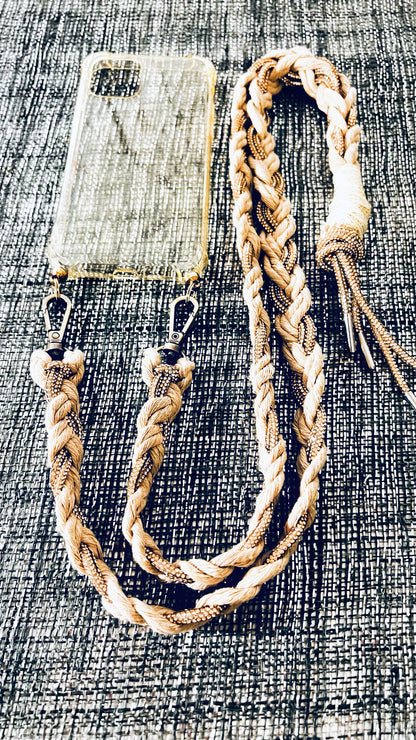 Makramee Glitzernde Handykordeln beige