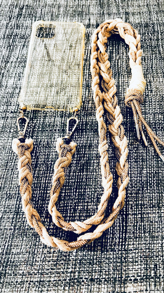 Makramee Glitzernde Handykordeln beige