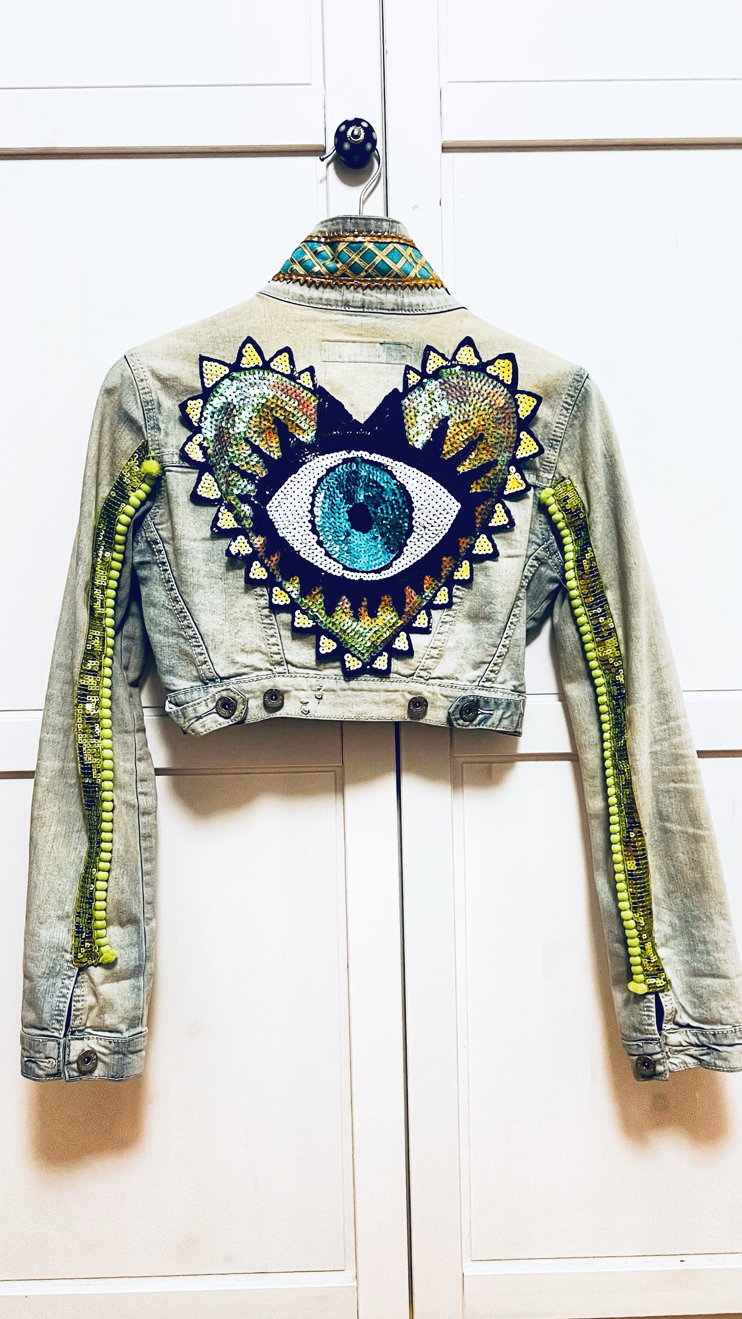 Boho Jeans Jacke kurz