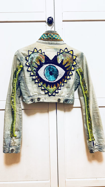 Boho Jeans Jacke kurz