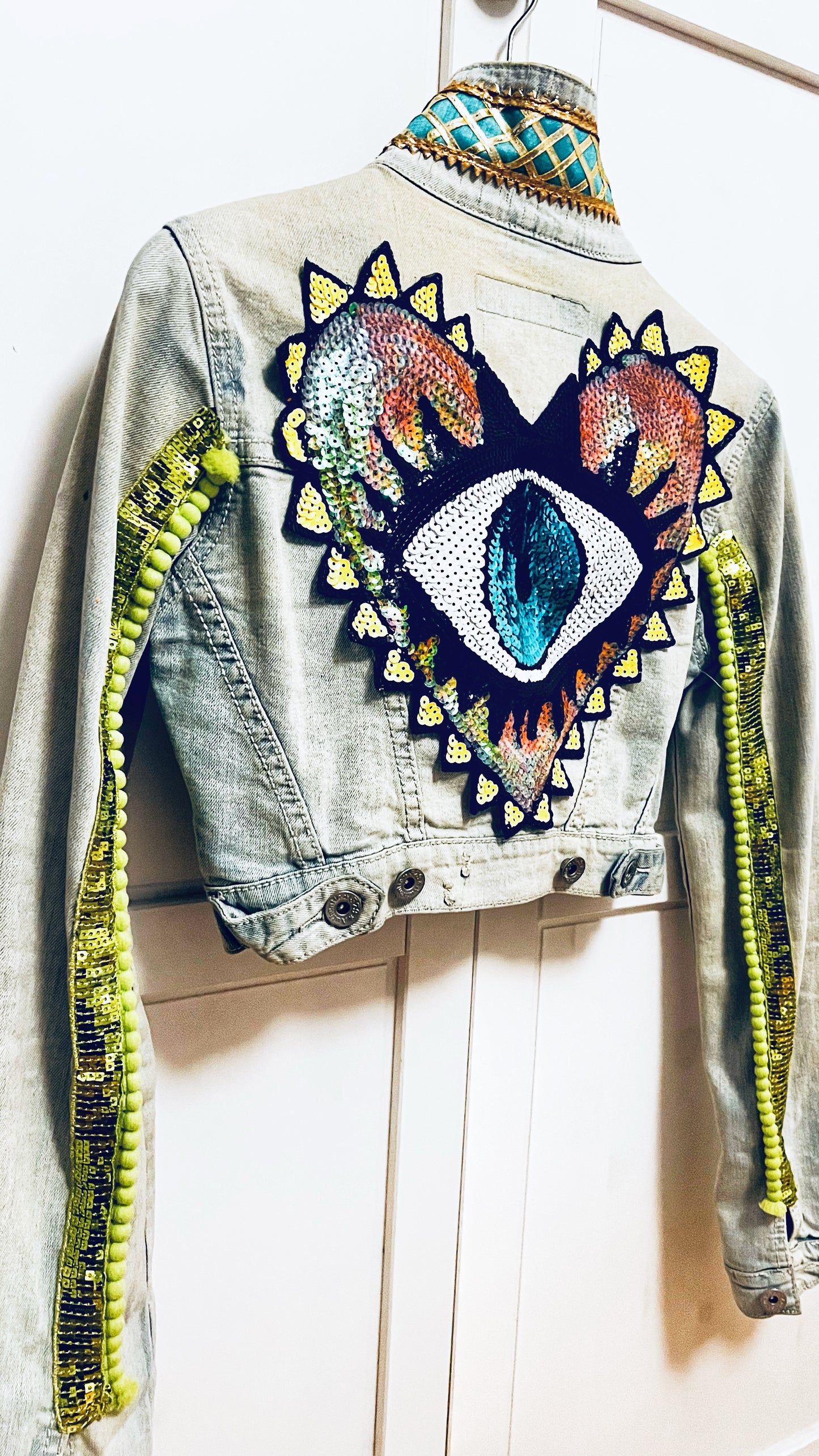 Boho Jeans Jacke kurz