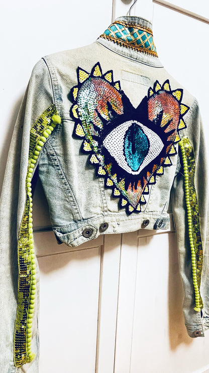 Boho Jeans Jacke kurz