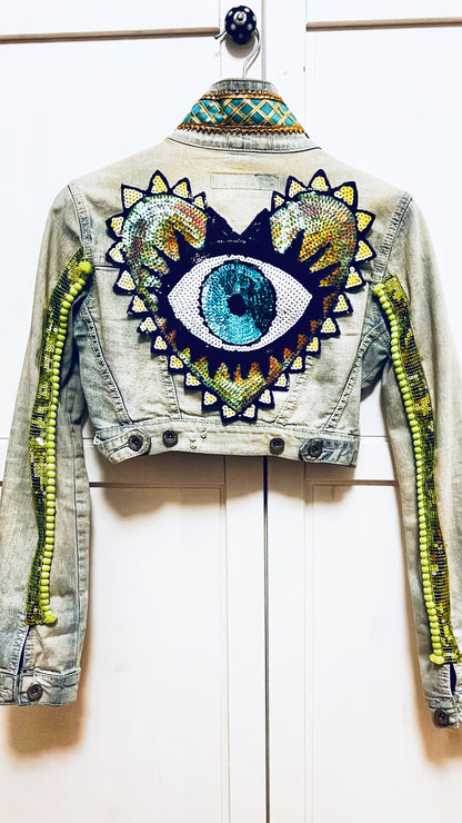 Boho Jeans Jacke kurz