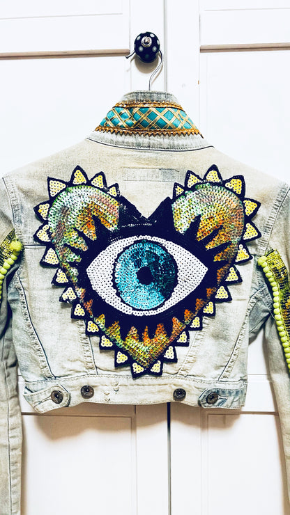 Boho Jeans Jacke kurz