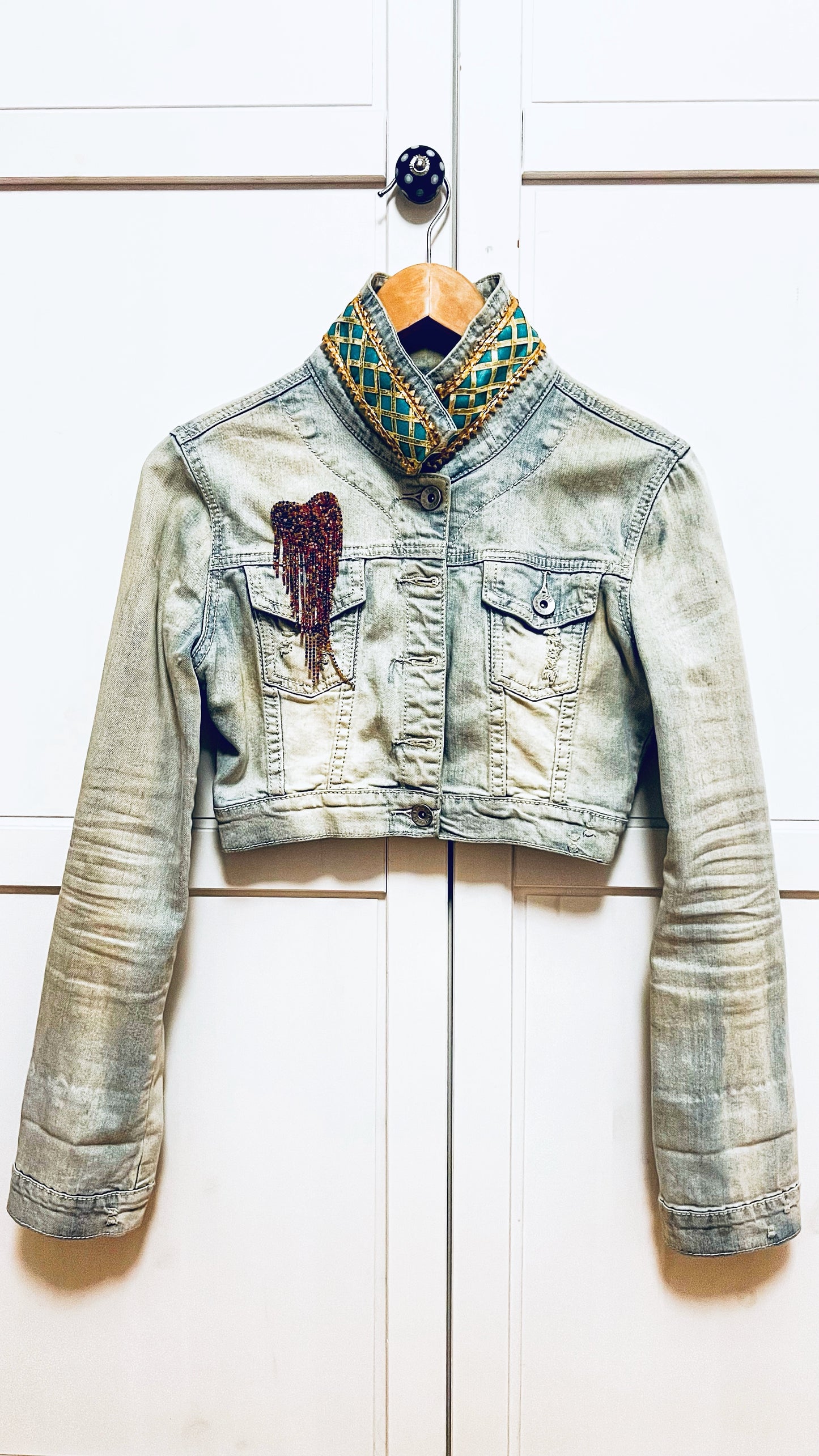 Boho Jeans Jacke kurz