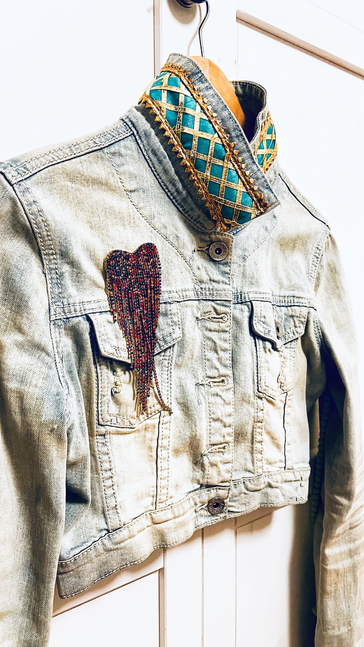 Boho Jeans Jacke kurz