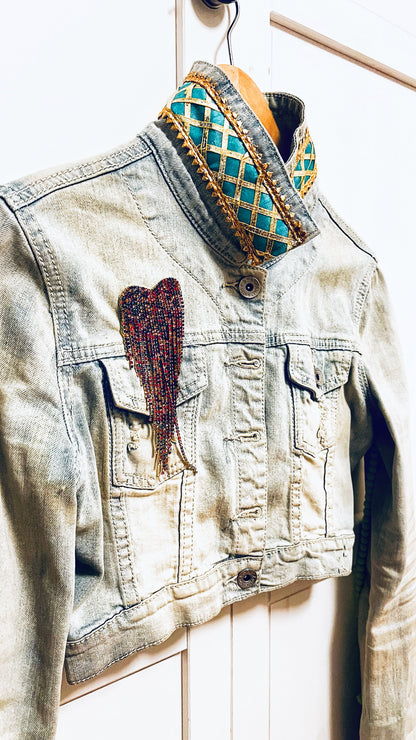 Boho Jeans Jacke kurz