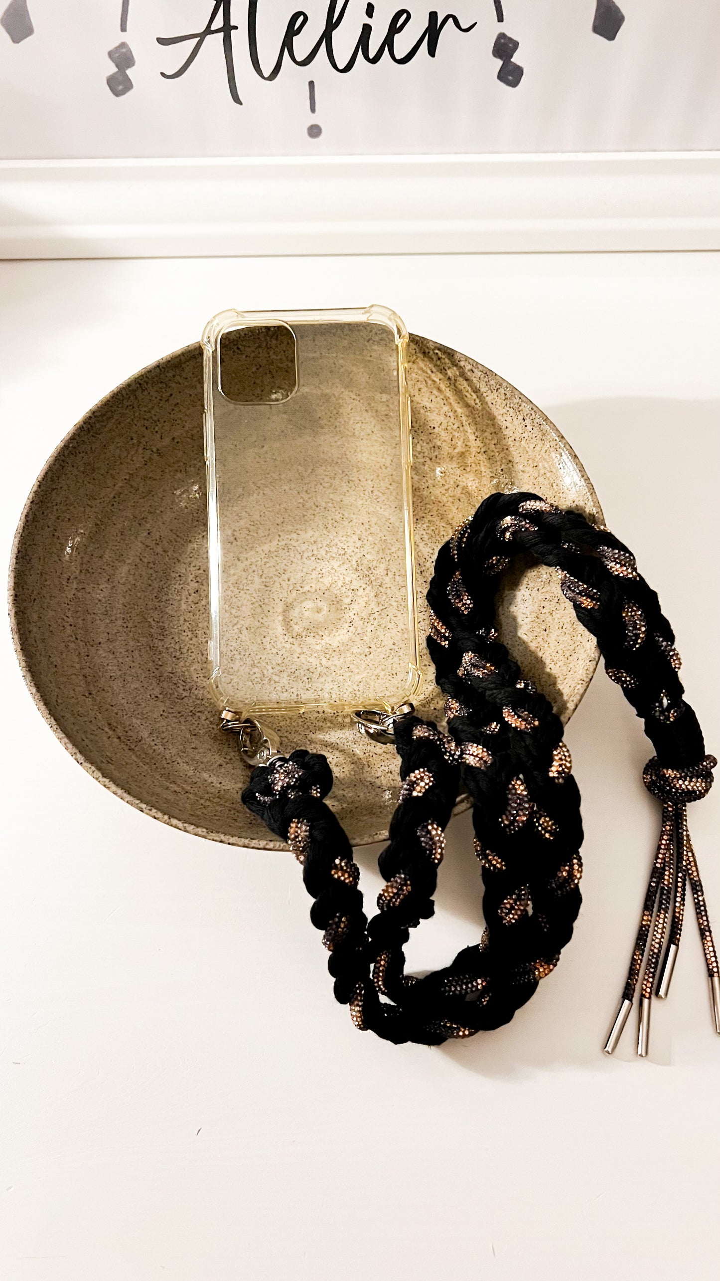 Makramee Glitzernde Handykordeln schwarz