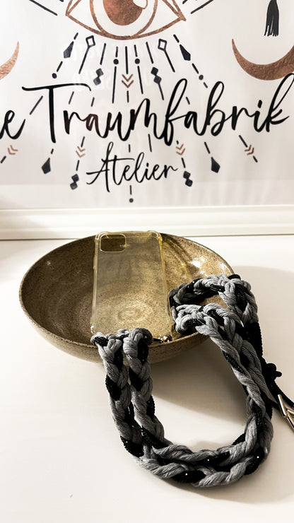 Makramee Glitzernde Handykordeln grau