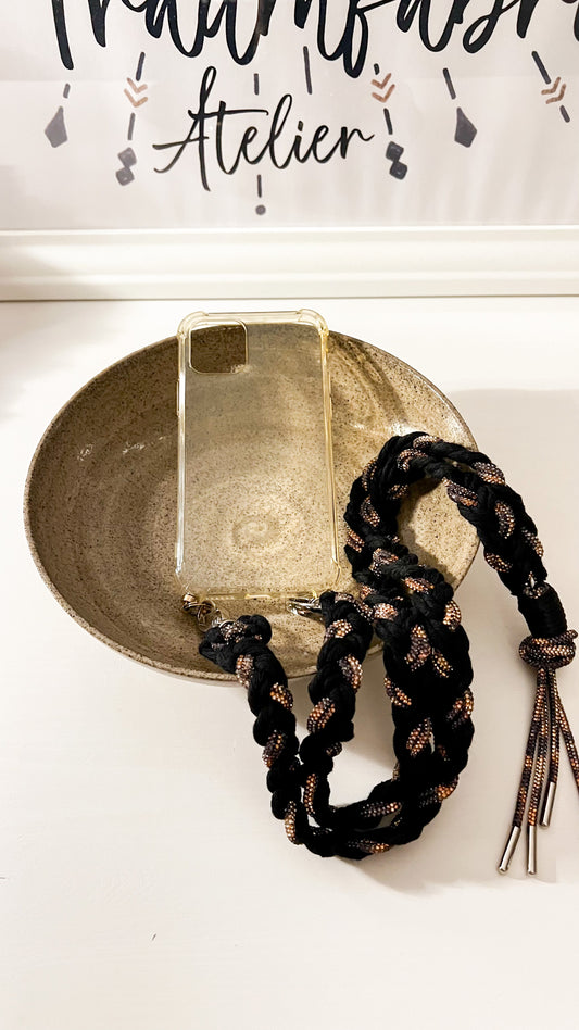 Makramee Glitzernde Handykordeln schwarz