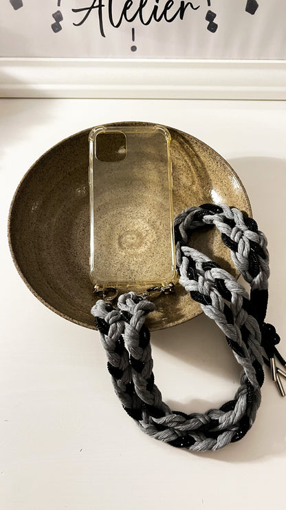 Makramee Glitzernde Handykordeln grau