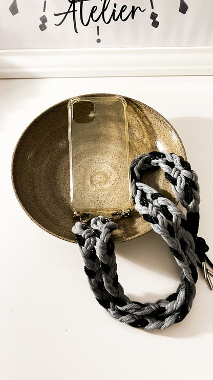 Makramee Glitzernde Handykordeln grau