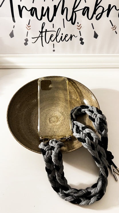 Makramee Glitzernde Handykordeln grau