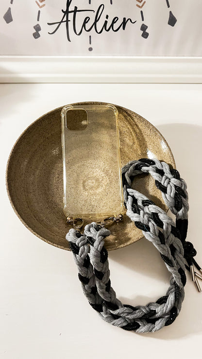 Makramee Glitzernde Handykordeln grau