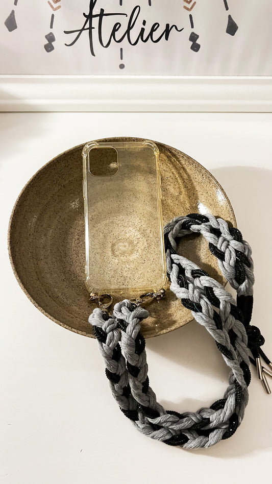 Makramee Glitzernde Handykordeln grau