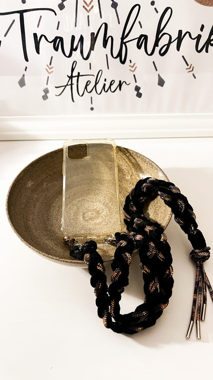 Makramee Glitzernde Handykordeln schwarz