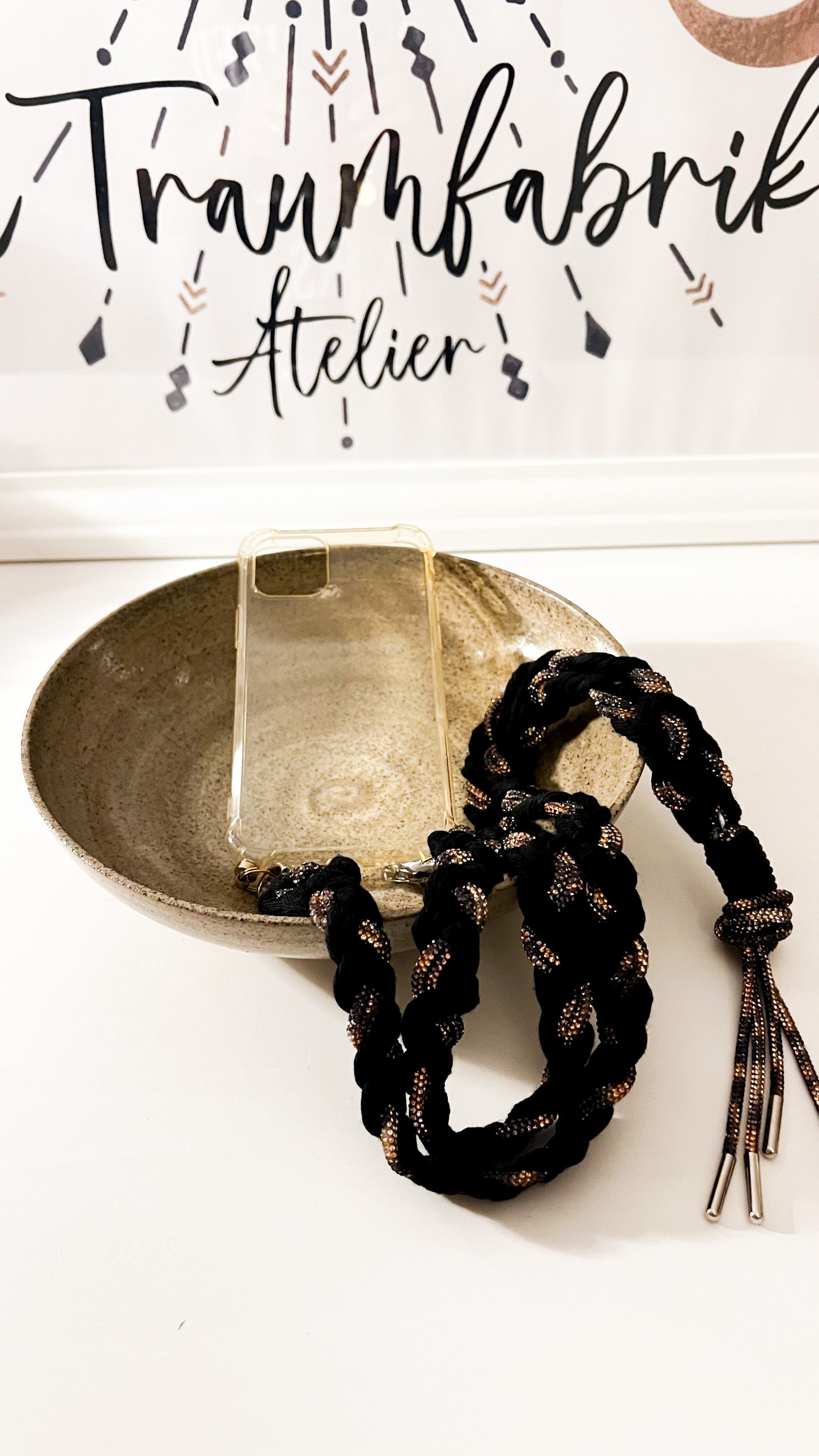 Makramee Glitzernde Handykordeln schwarz