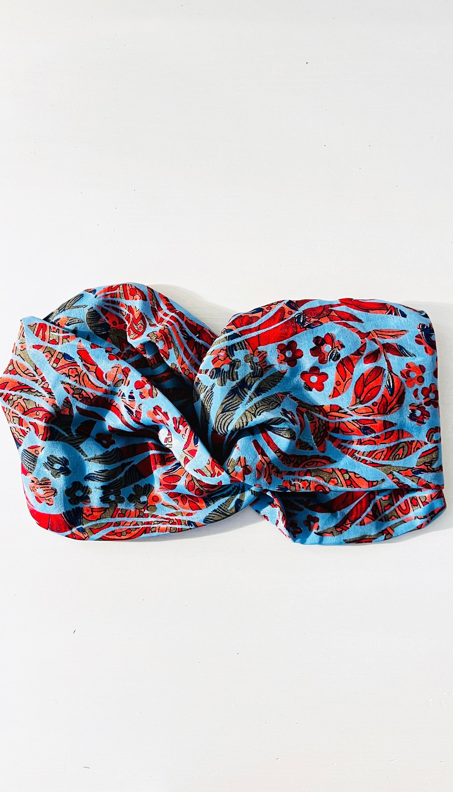 Indische Seiden Haarbänder Rot/Blau