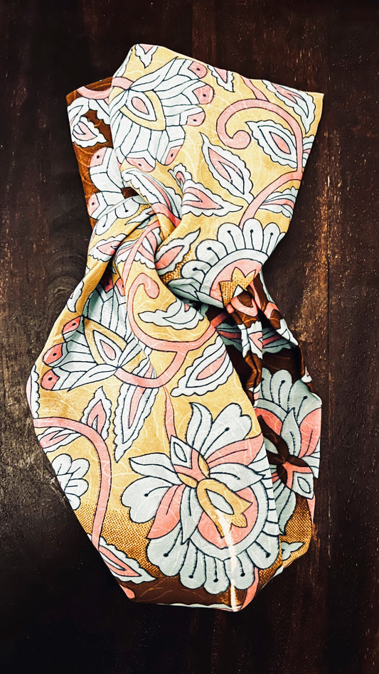 Indische Seiden Haarbänder Braun/Gold