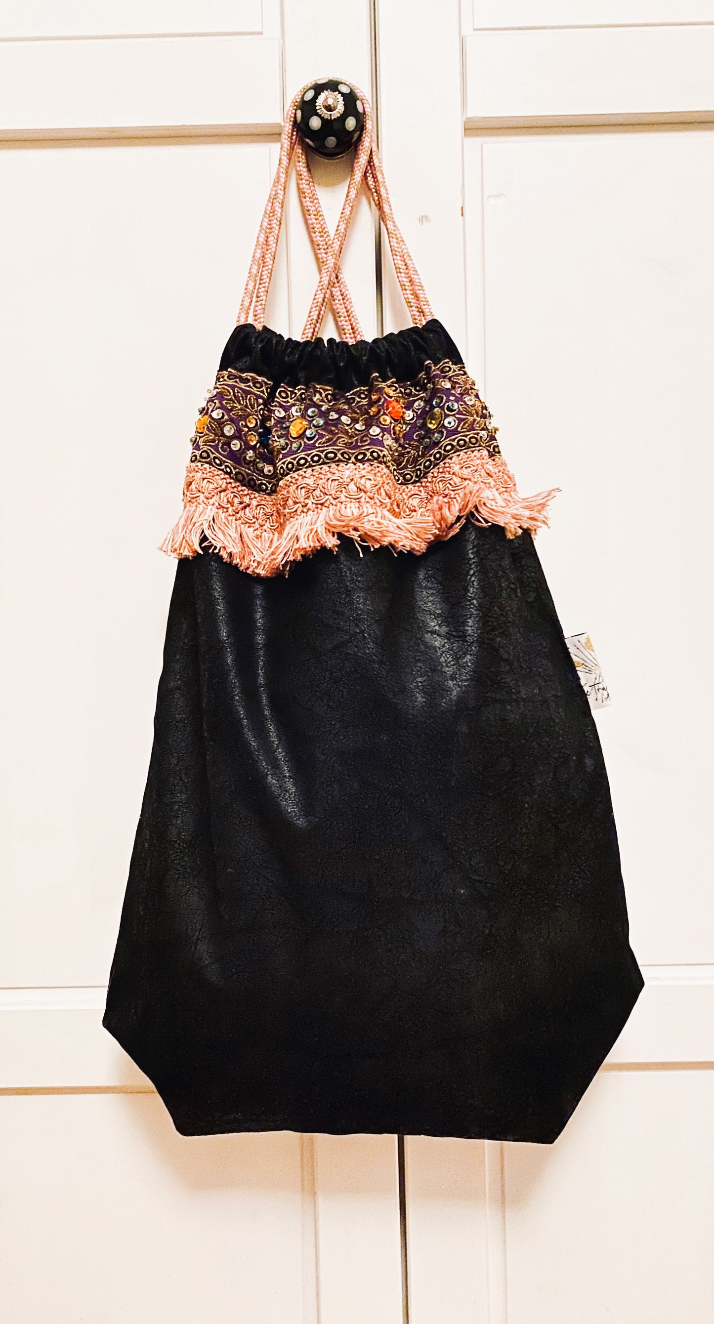 Rucksack-Kunstleder- Schwarz