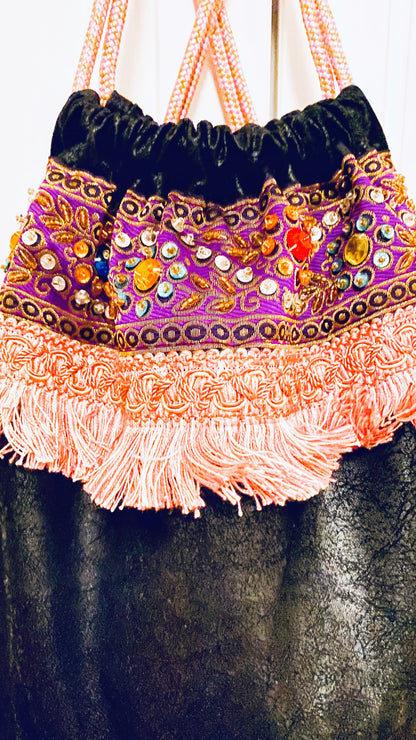 Rucksack-Kunstleder- Schwarz