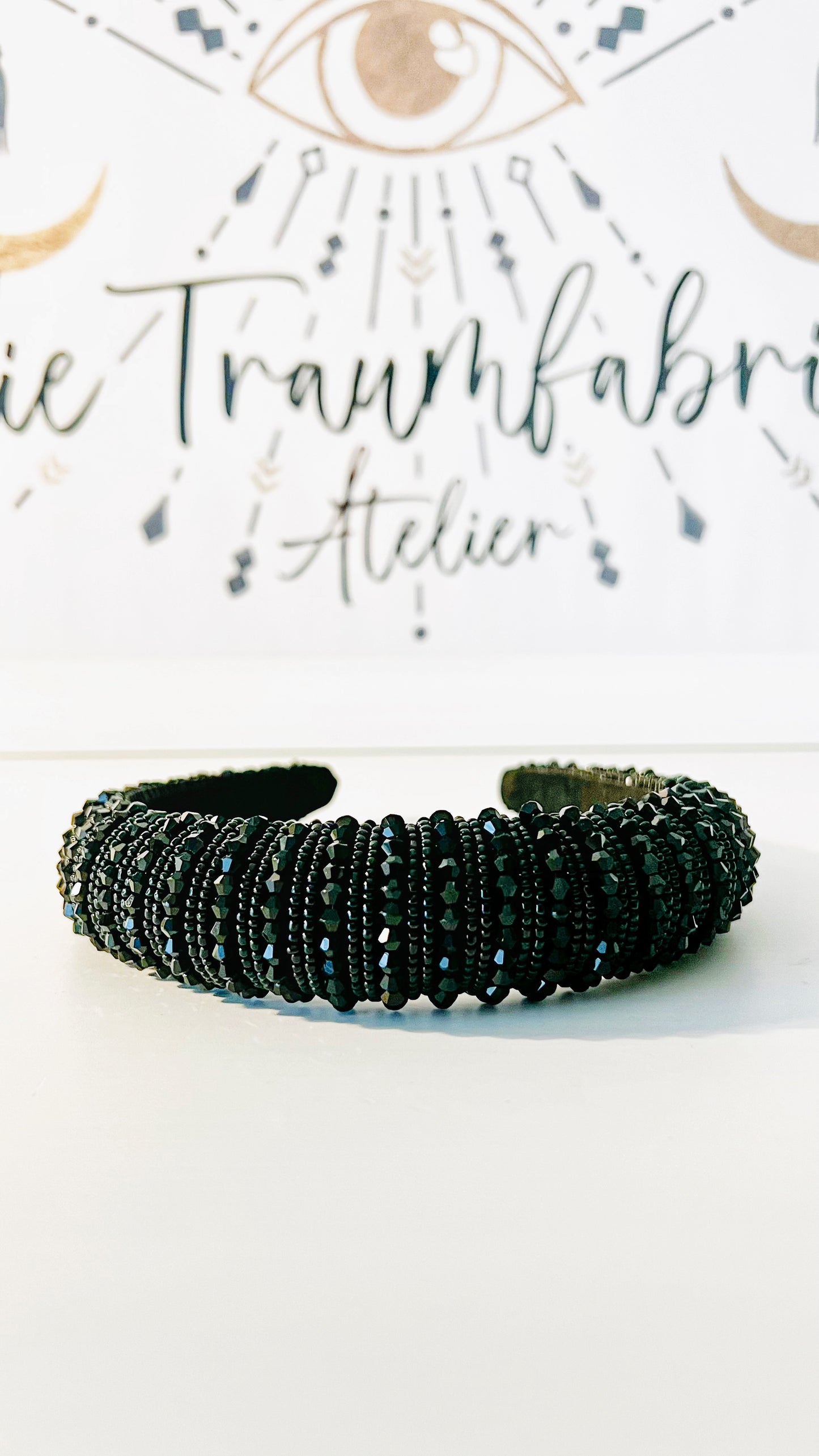 Schwarzer Perlen Haarreif