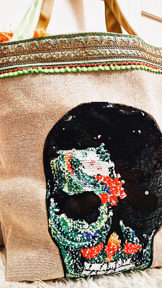 Shopper green Skull