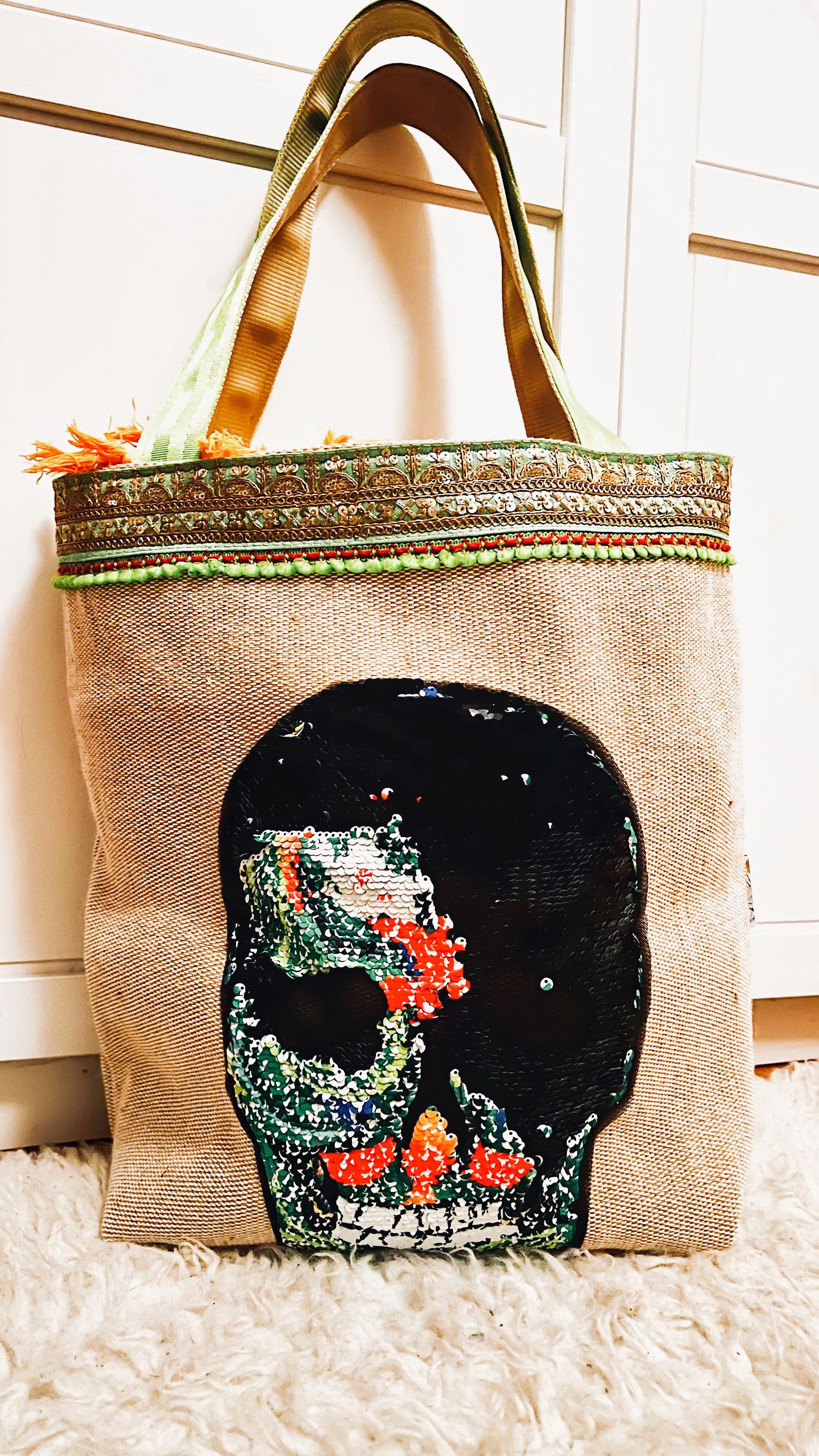 Shopper green Skull
